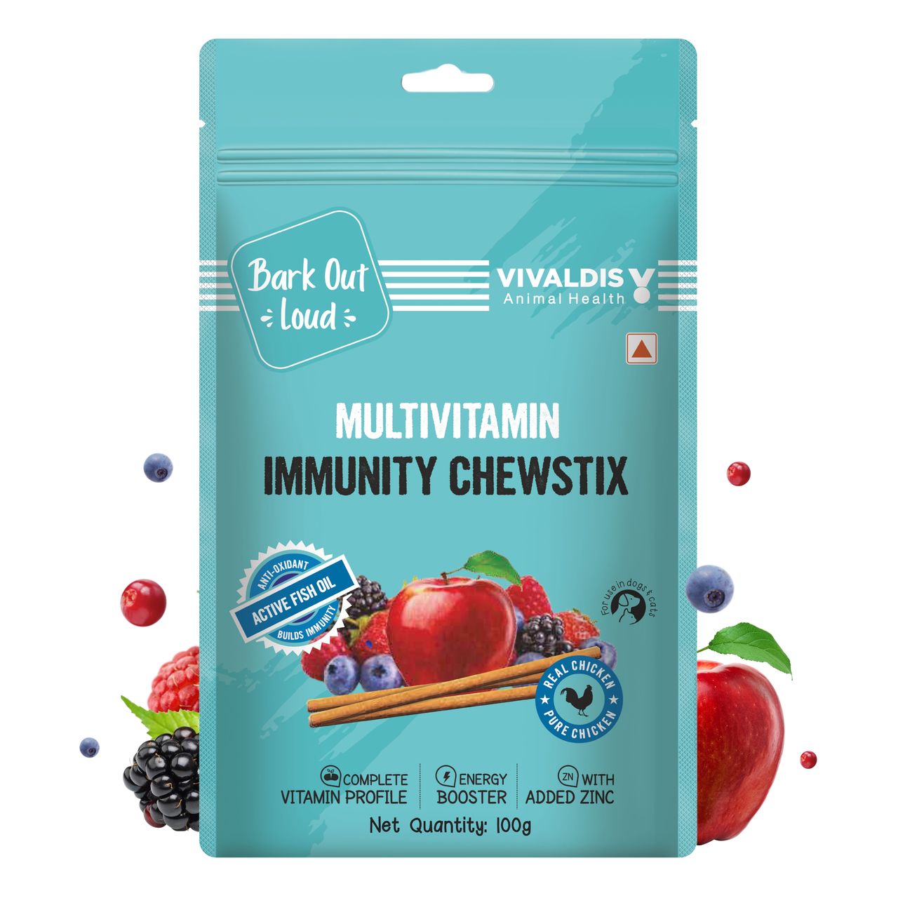 Bark Out Loud - Multivitamin Dog Treats, Fresh Chicken Immunity Chewstix with Omega & Zinc to Boost Health