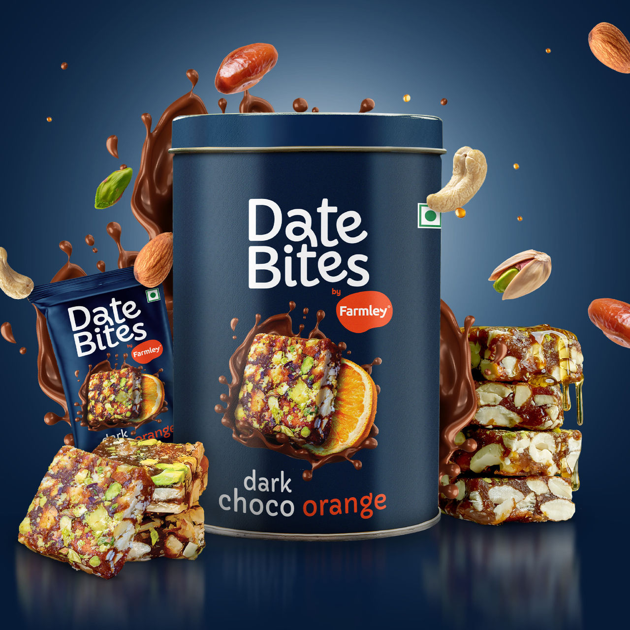 Farmley Dark Choco Orange Date Bites- Chocolate, Dates, Almonds, Cashews, Pistachios,  Honey
