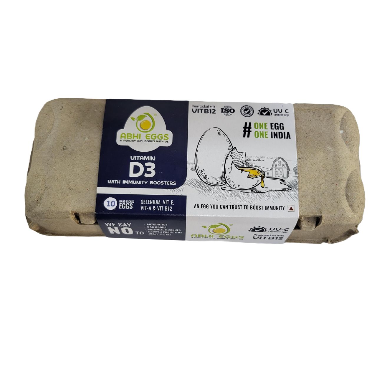 Abhi Eggs Vit D3 White Eggs With Immunity Boosters | Pack Of 10