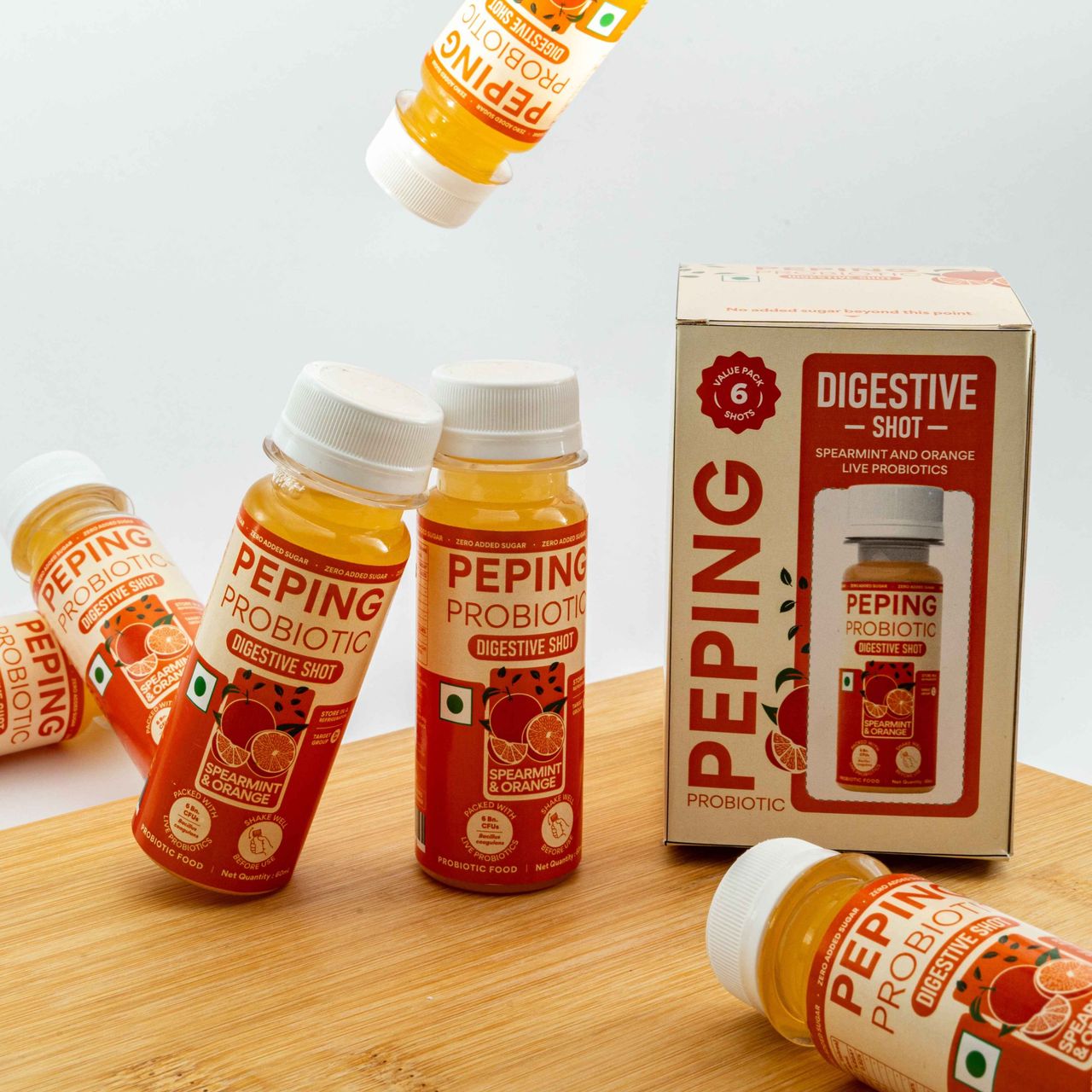 Peping Probiotic Digestive Shot - Spearmint And Orange