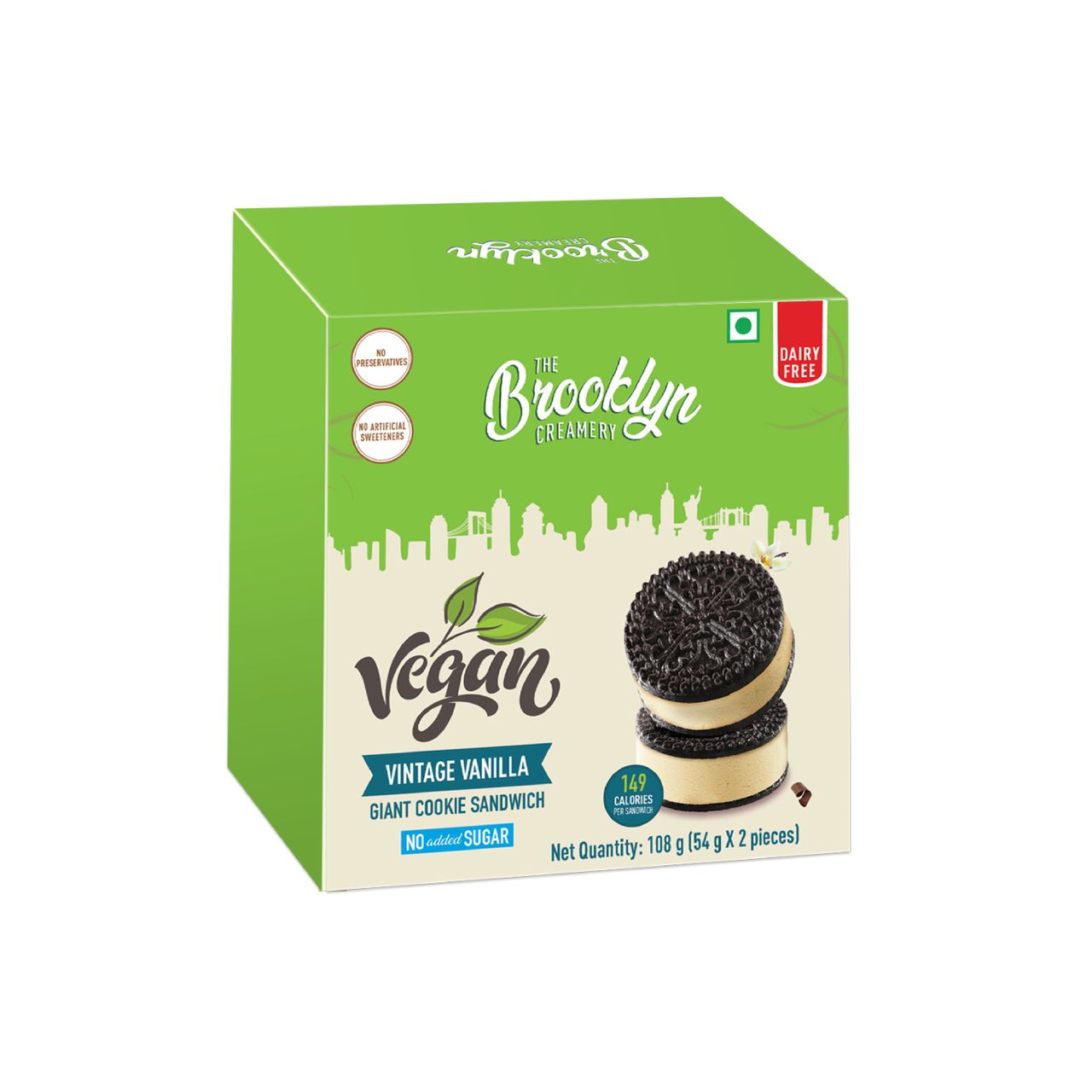 The Brooklyn Creamery Vegan Vintage Vanilla Ice Cream Sandwich Multipack