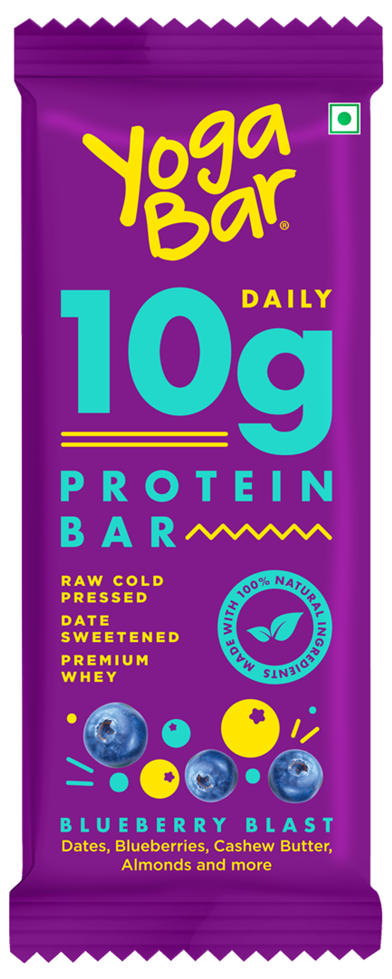 Yogabar 10 grams Protein Bars, Blueberry Blast, Protein Blend & Premium Whey