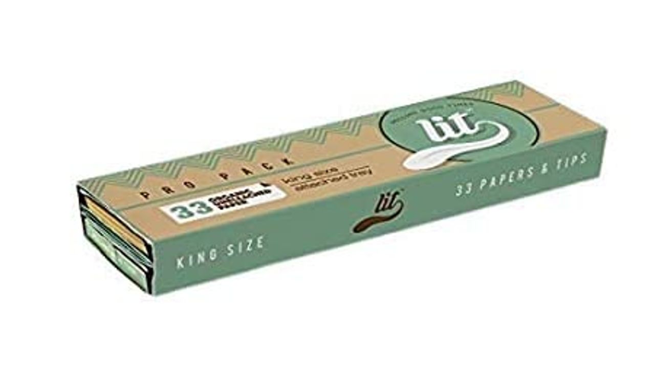 Lit Pro Brown Rolling Paper Tray With Free 2 Thins Cone - Lit(Box)