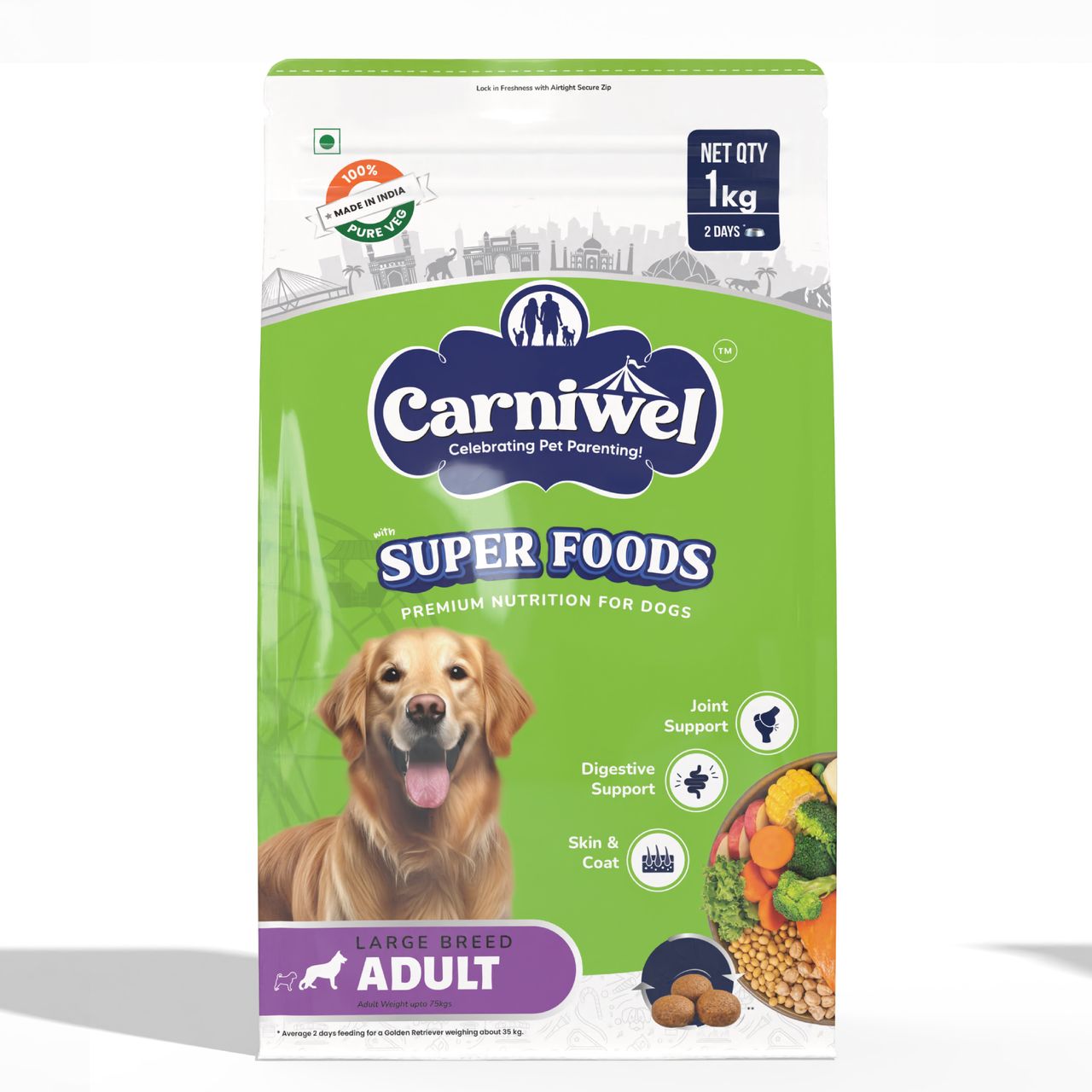 Carniwel Veg With Superfoods Dry Dog Food For Large Breed, Adult