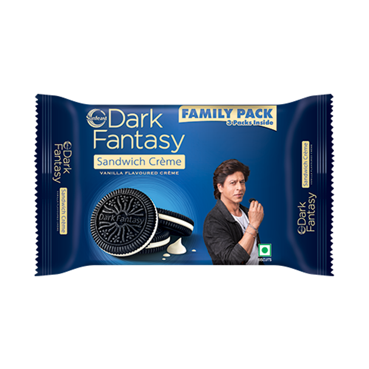 Sunfeast Dark Fantasy Vanilla Cream Dark Crunchy Biscuits | Artificial Colour-free