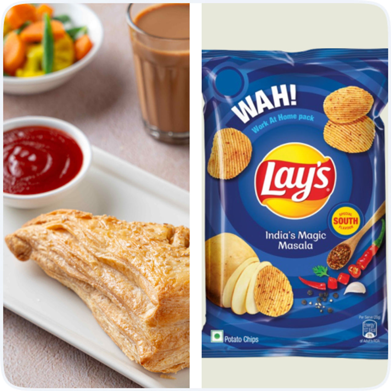 Veg Puff & Lay'S India'S Magic Masala Potato Chips Combo