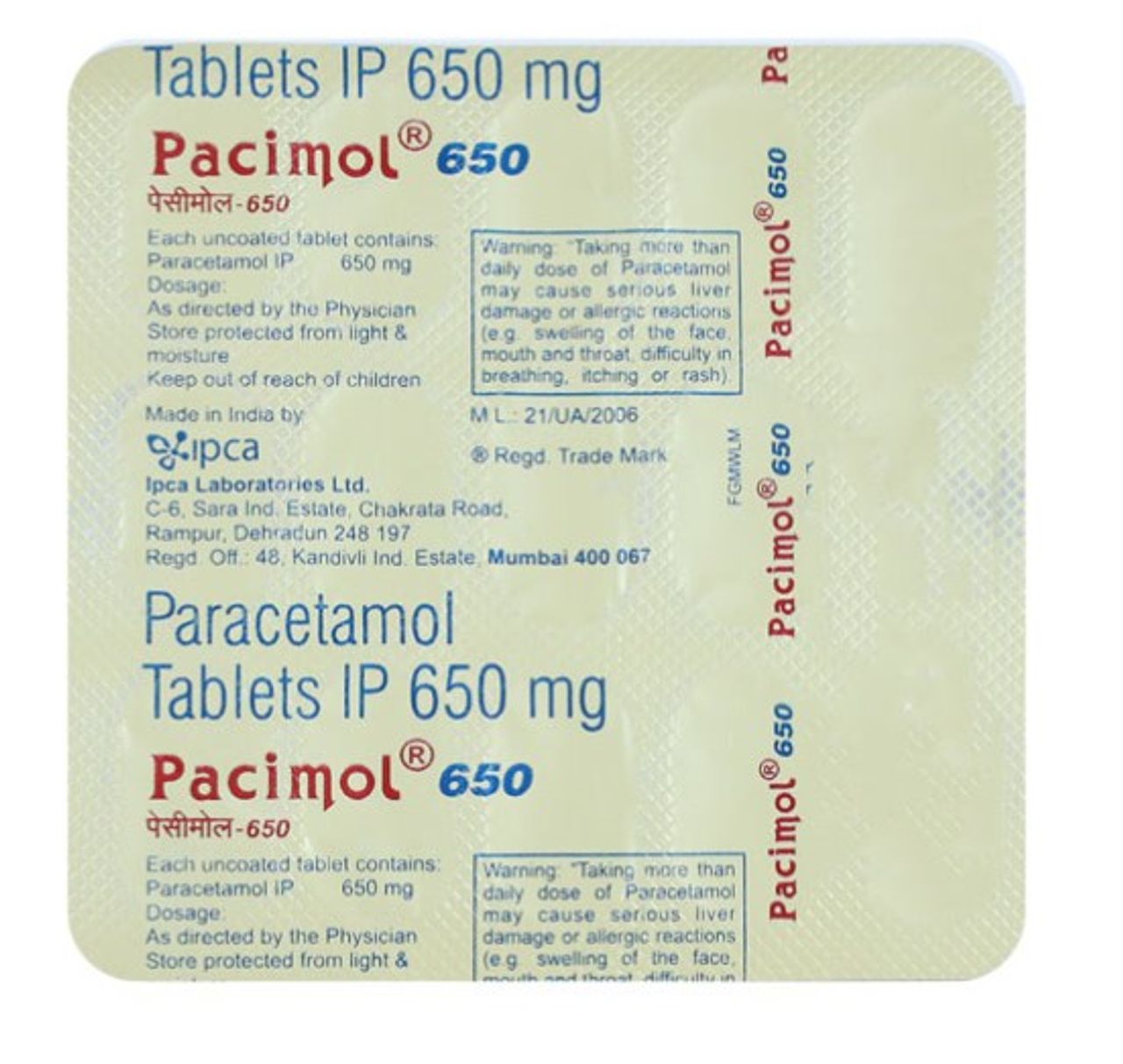 Pacimol 650 Tablets