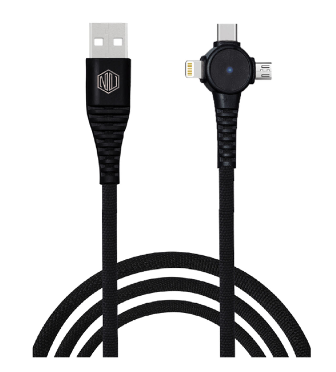 Nu Republic Blaze Trinity 2.0 3 In One Usb A To Type C Microusb Type L 1 M (Black)