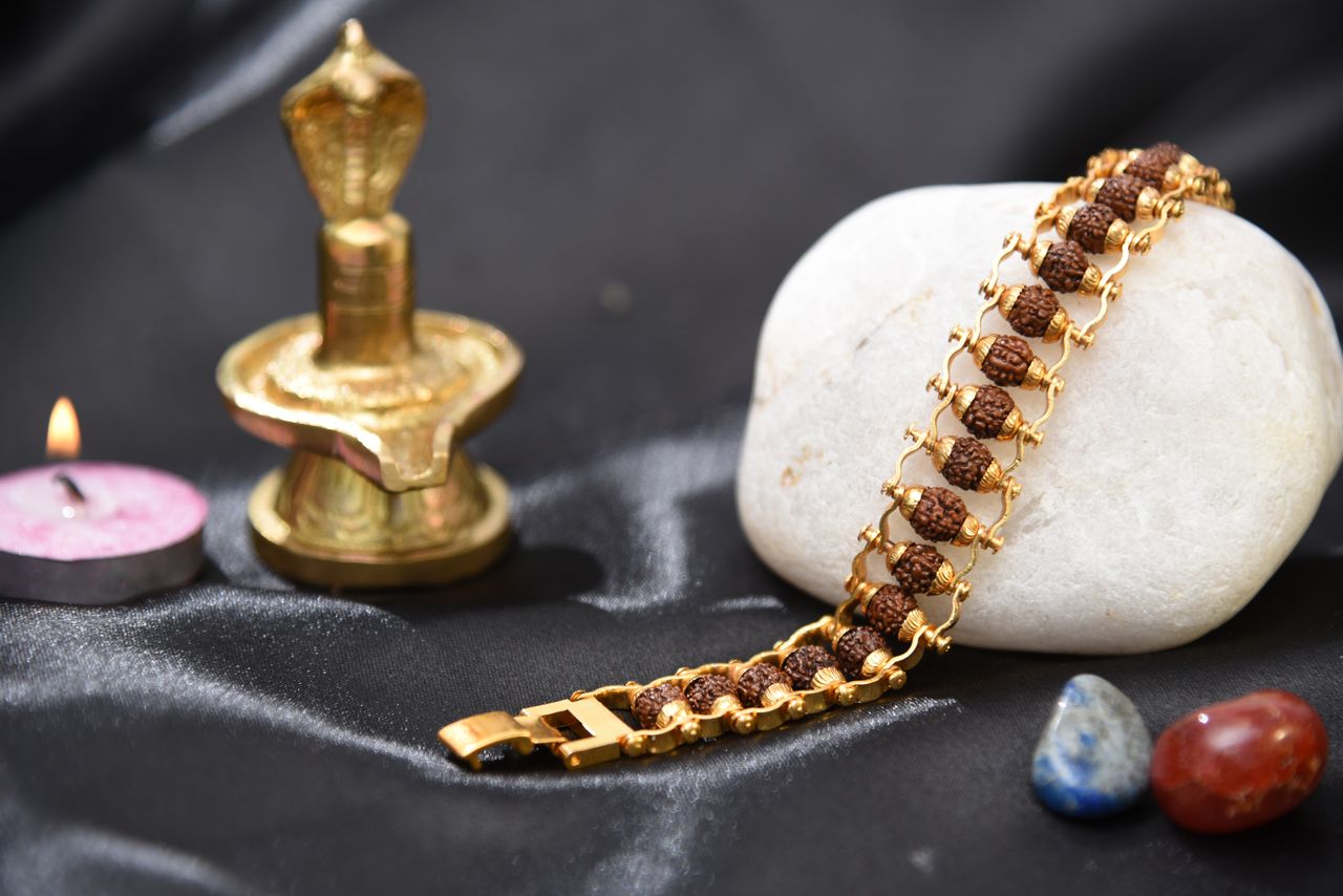 Astrotalk Gold Plated Beaded Rudraksha