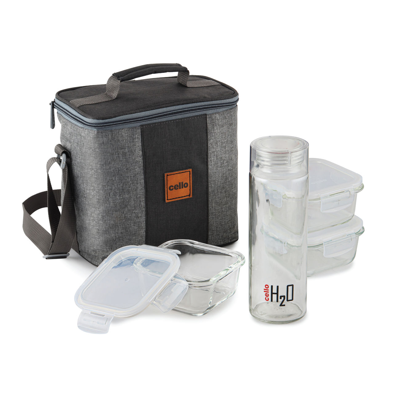 Cello Glassy Mix Lunch Box |Microwavable Borosilicate Glass |2 x 320 ml and 2 x 240 ml