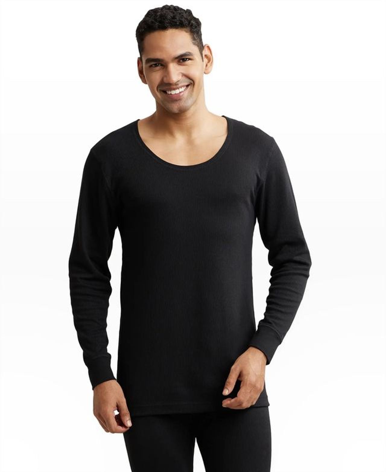 Jockey 2401 Men's Super Combed Cotton Rich Full Sleeve Thermal Undershirt | Black-S