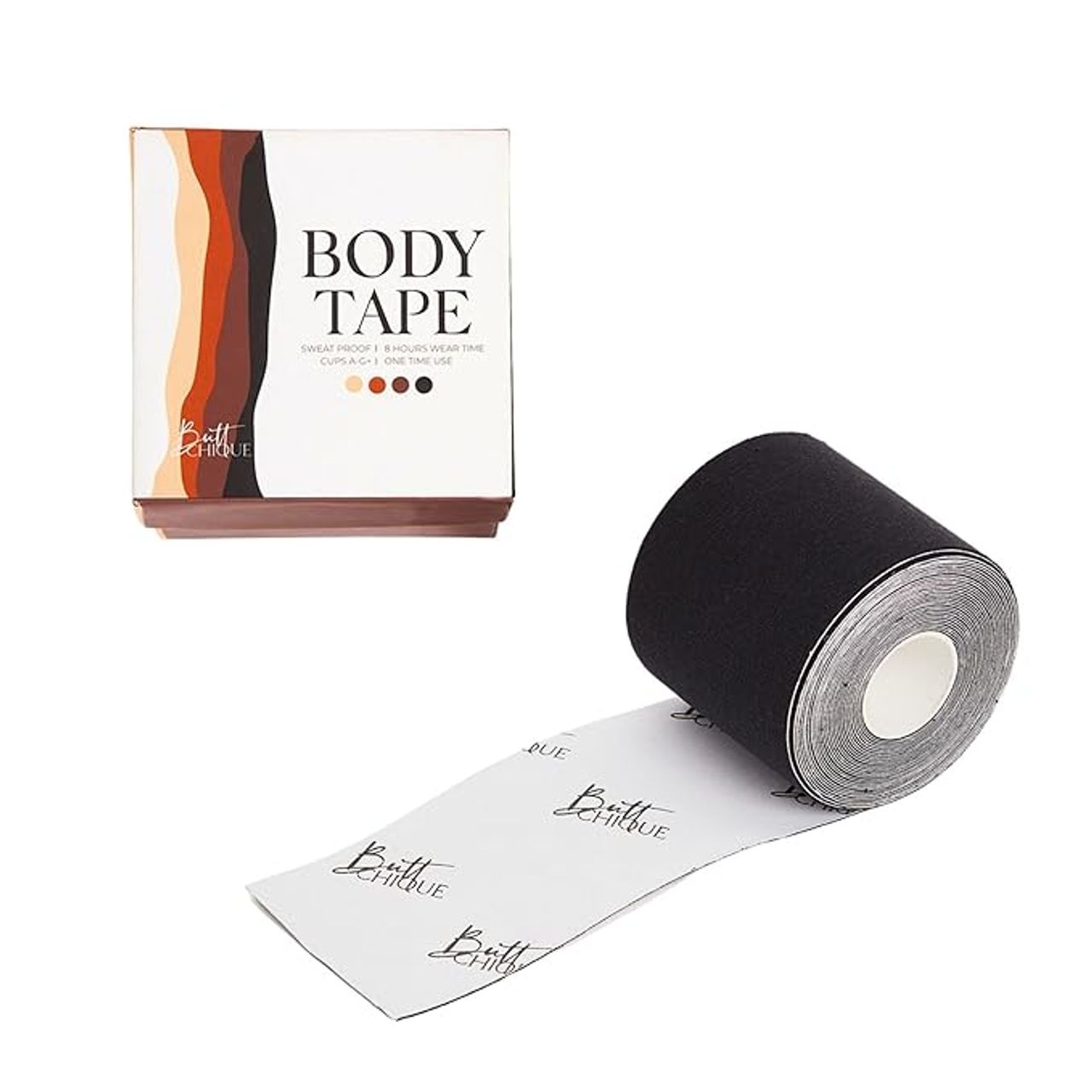 Buttchique Breast Lift Body Tape (6.5 Cm X 5 Meter Roll), Lasts Upto 8-10 Hours (Black)