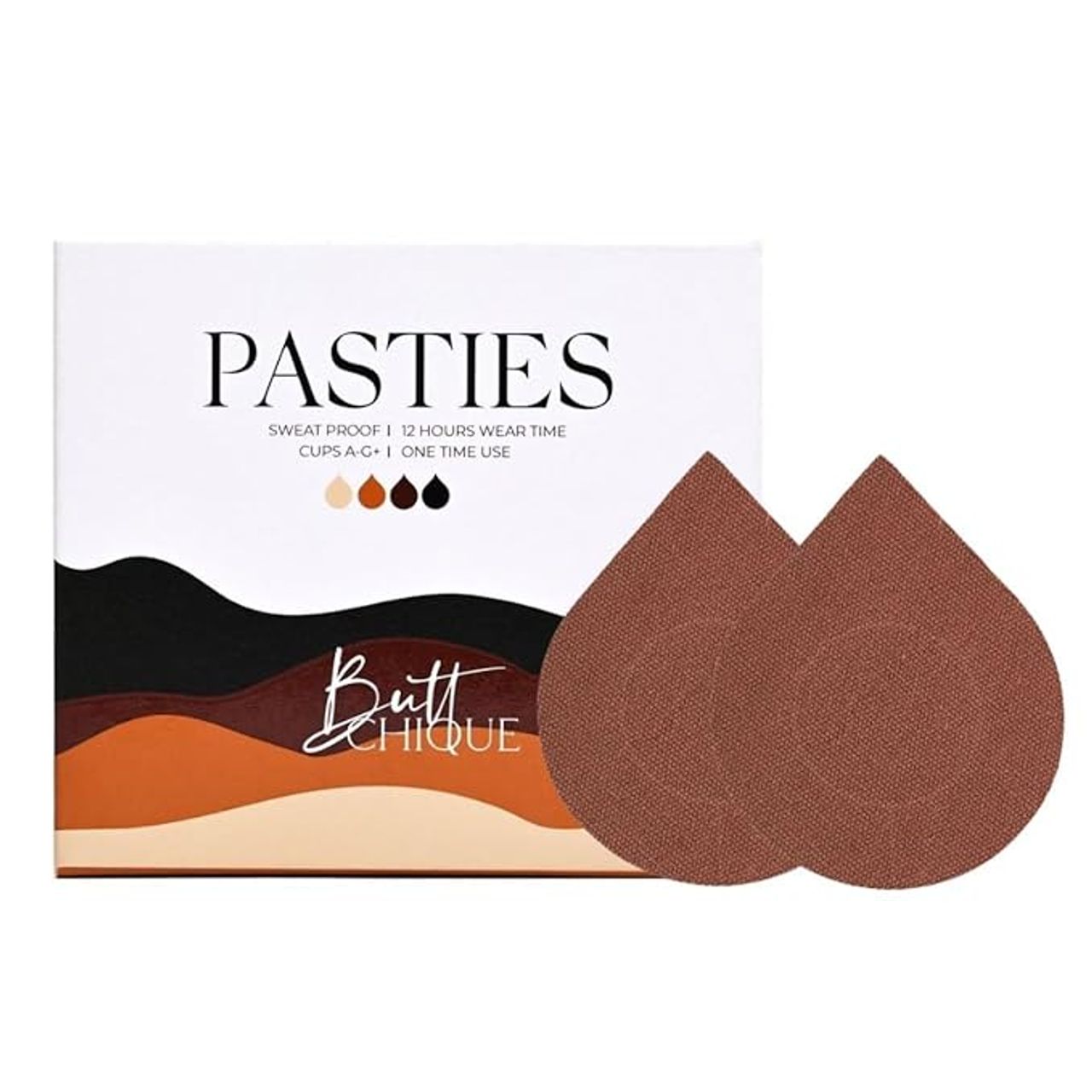 Buttchique Stick-On Pasties For Complete Coverage (Pack Of 10 Pairs, Cinnamon)