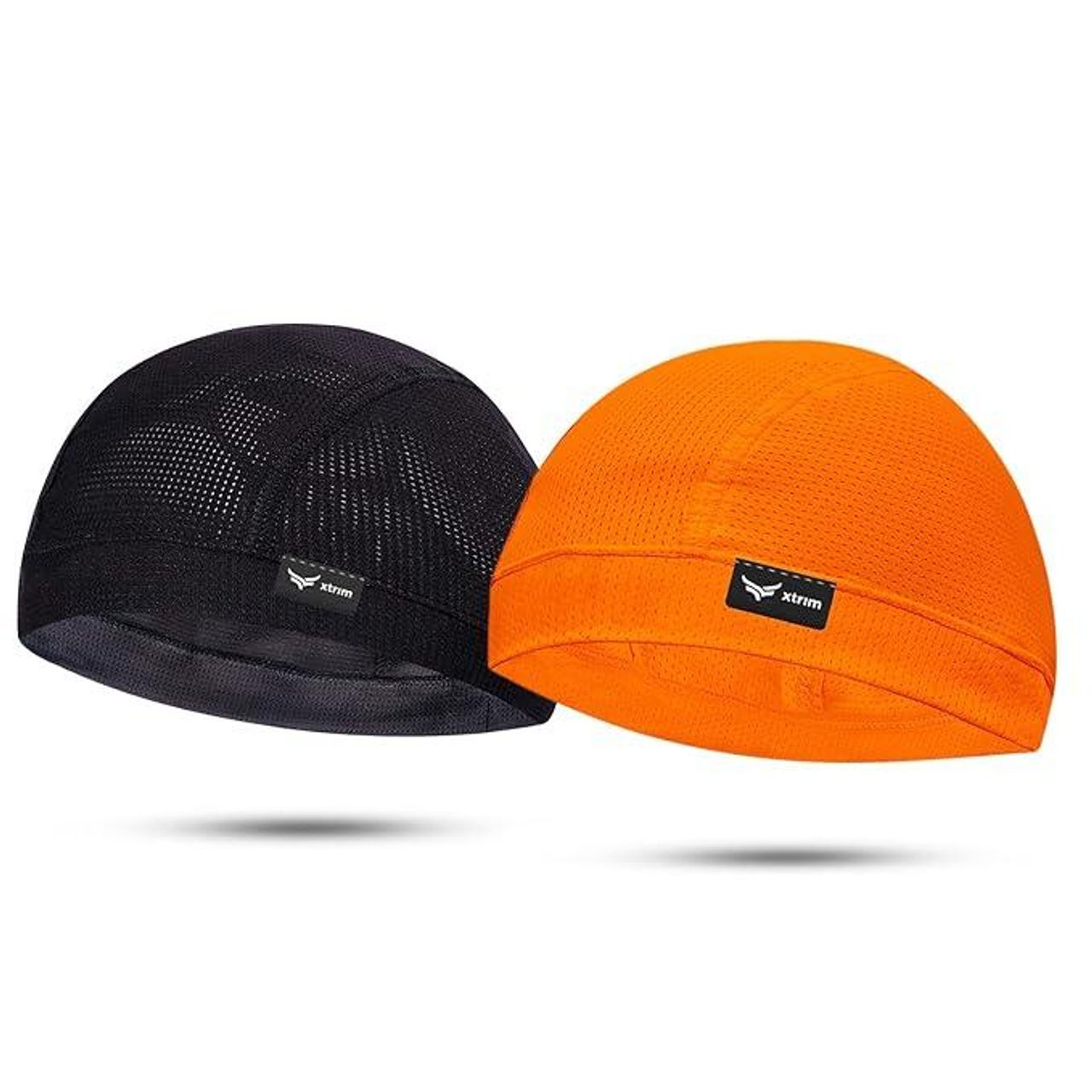Xtrim Skull Cap for Bikers, Inner Helmet Liner | Orange & Black | One Size Fits All