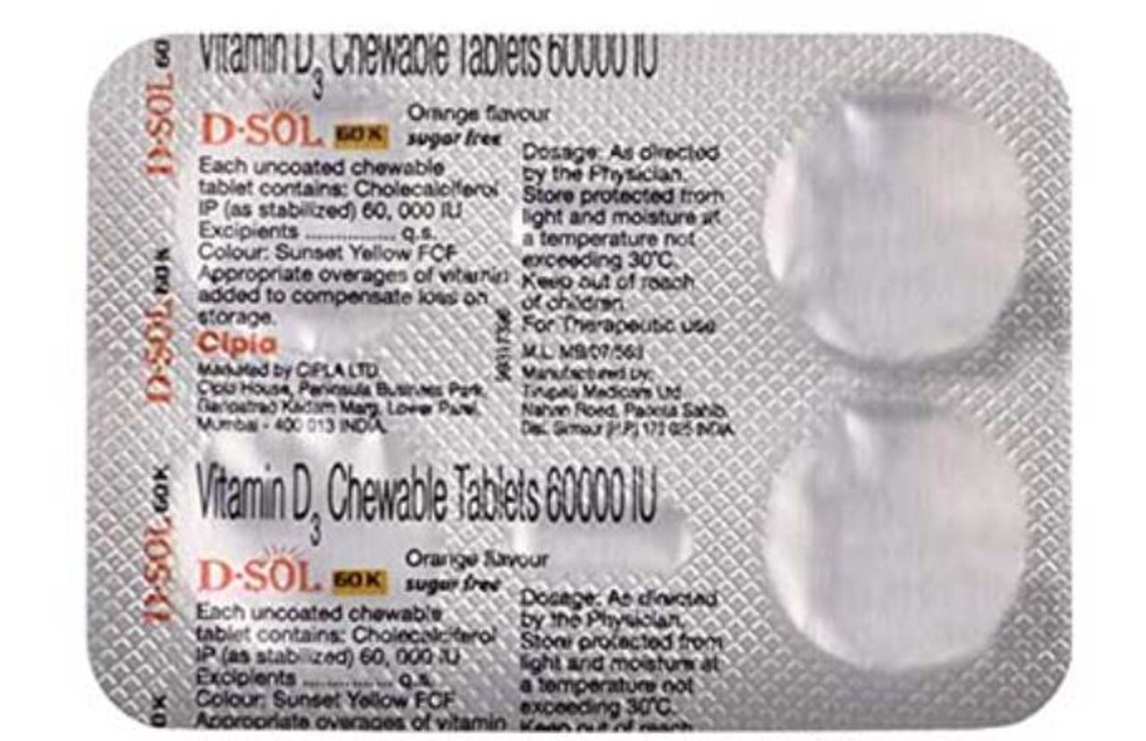 D-Sol 60K  Orange Sugar Free Chewable Tablets