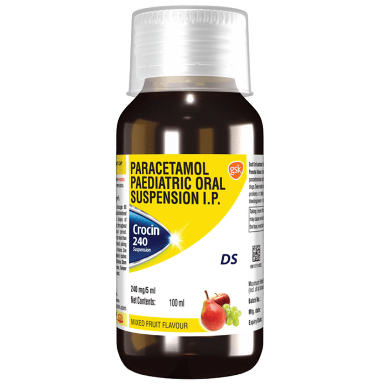 Crocin 240 DS Mixed Fruit Paediatric Oral Suspension