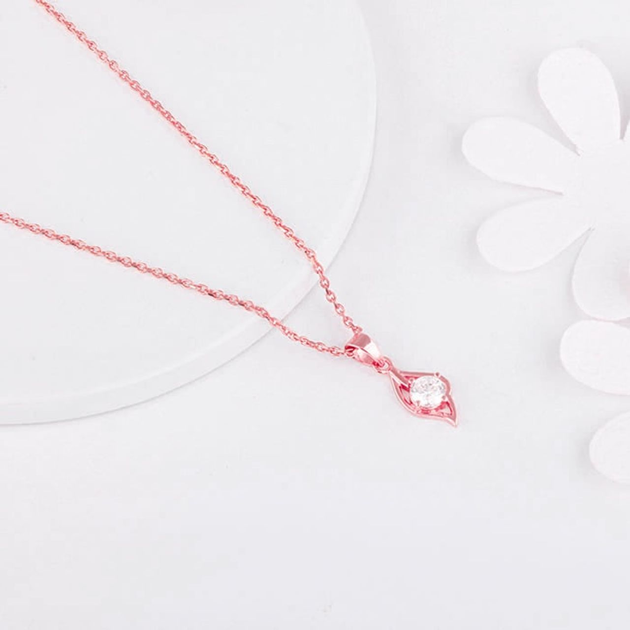 Giva Rose Gold Falling Dew Pendant With Link Chain