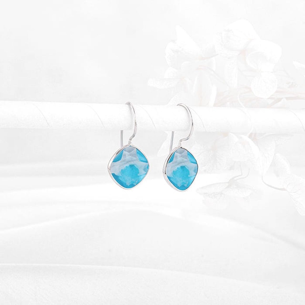 Giva Silver Aqua Blue Crystal Earrings