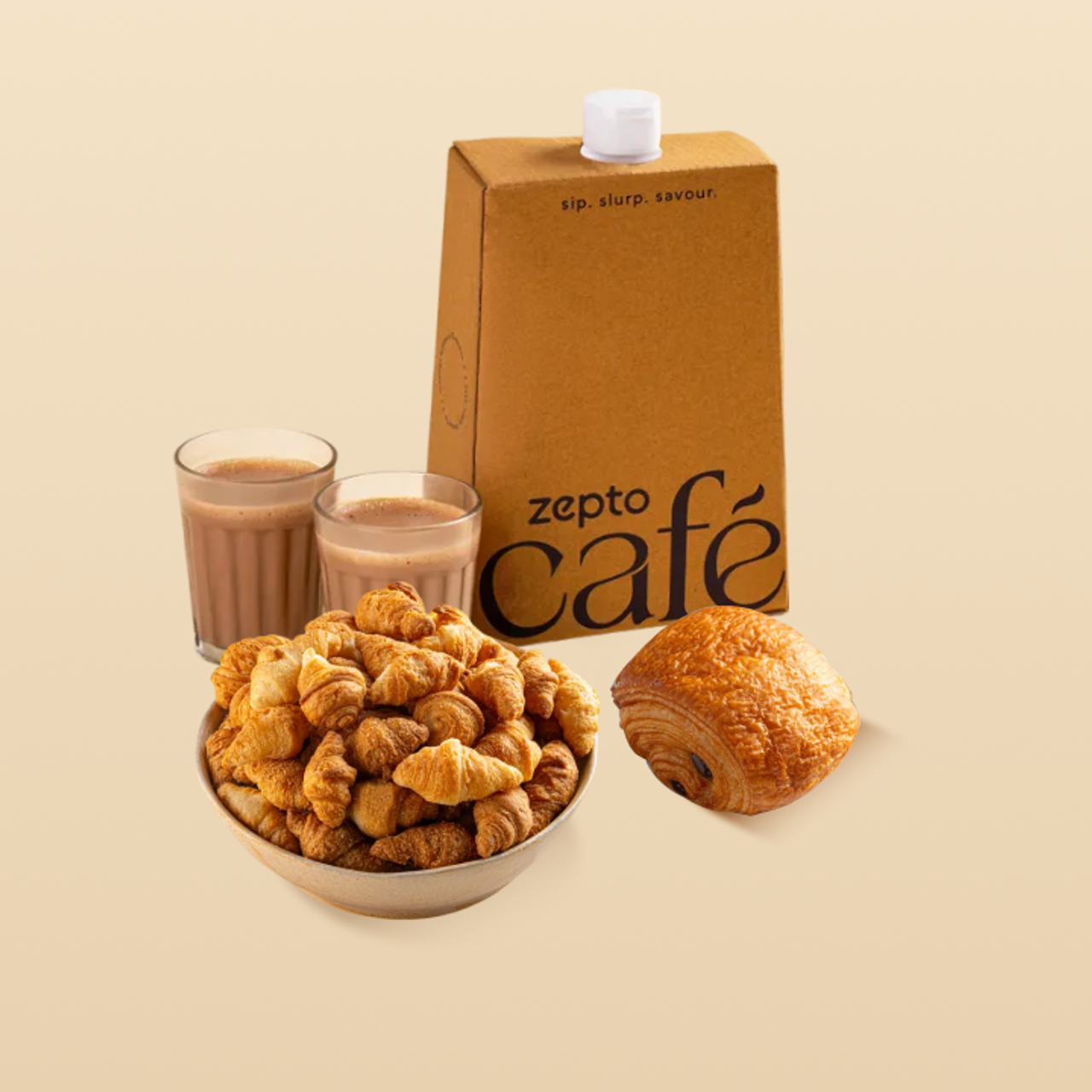 Pain Au Chocolat + Mini Butter Croissants + Masala Chai