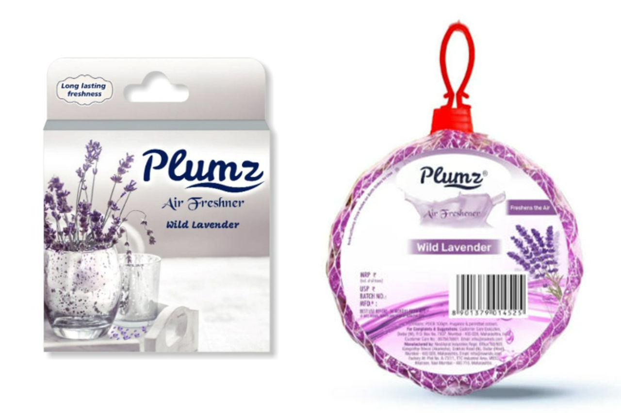 Plumz Bathroom Air Freshener Blocks Wild Lavender 75 gms & Premium Round Air Freshener Lavender 100 gms Combo