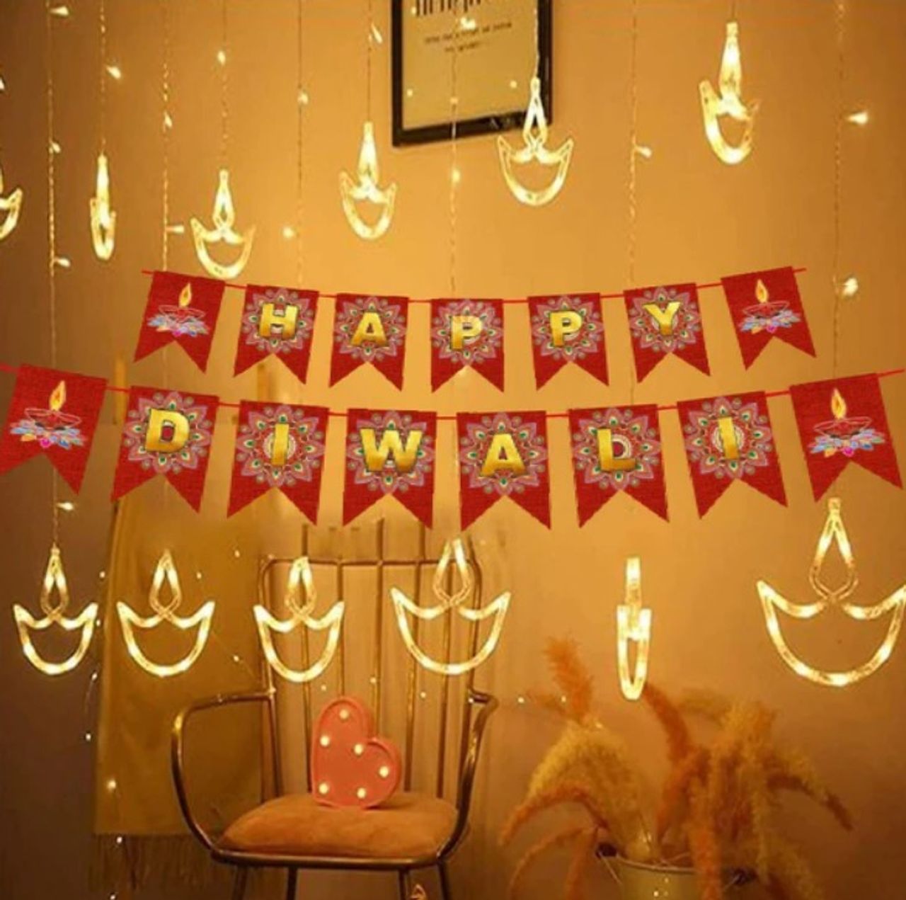 Desidiya Diya Shaped Decorative Led Lights - Warm White, Festive Radiance - Warm White