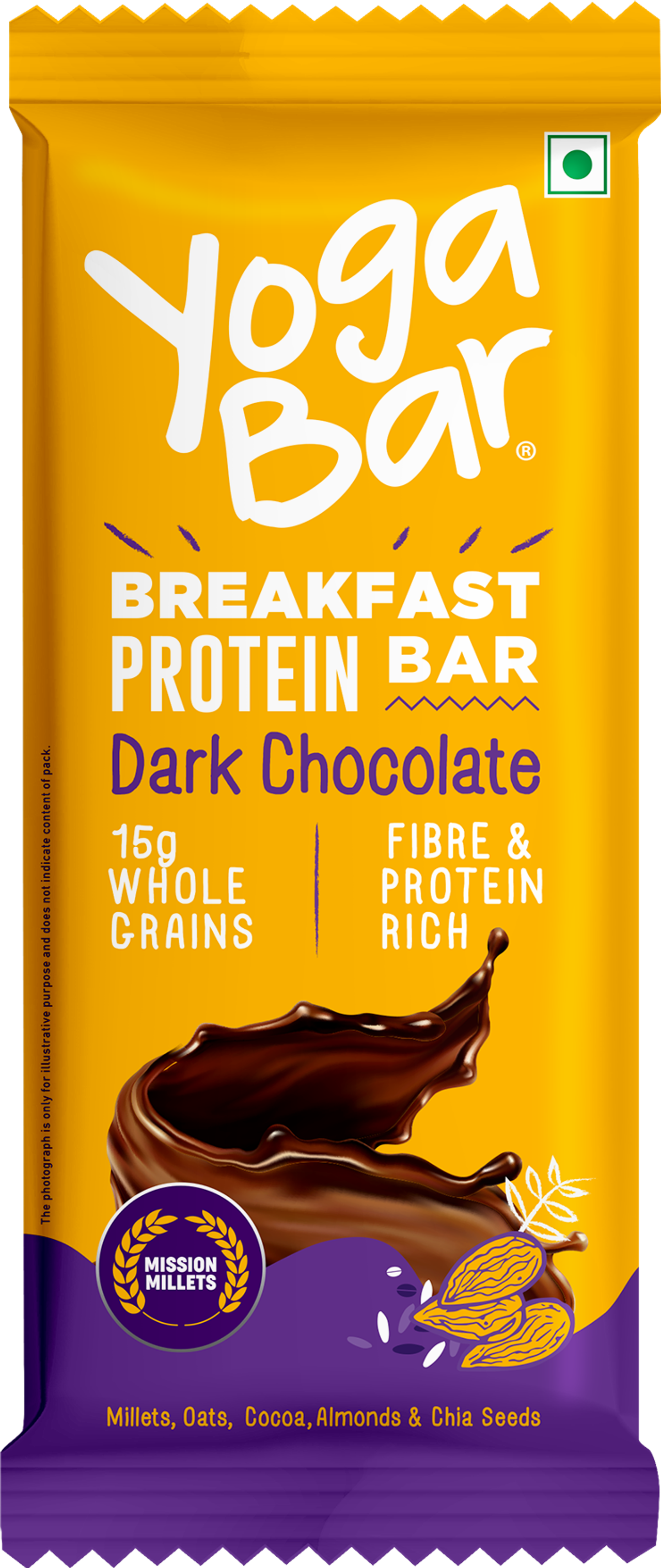 Yoga Bar 8g Breakfast Protein Bar Chocolate, High Fibre Granola Bar