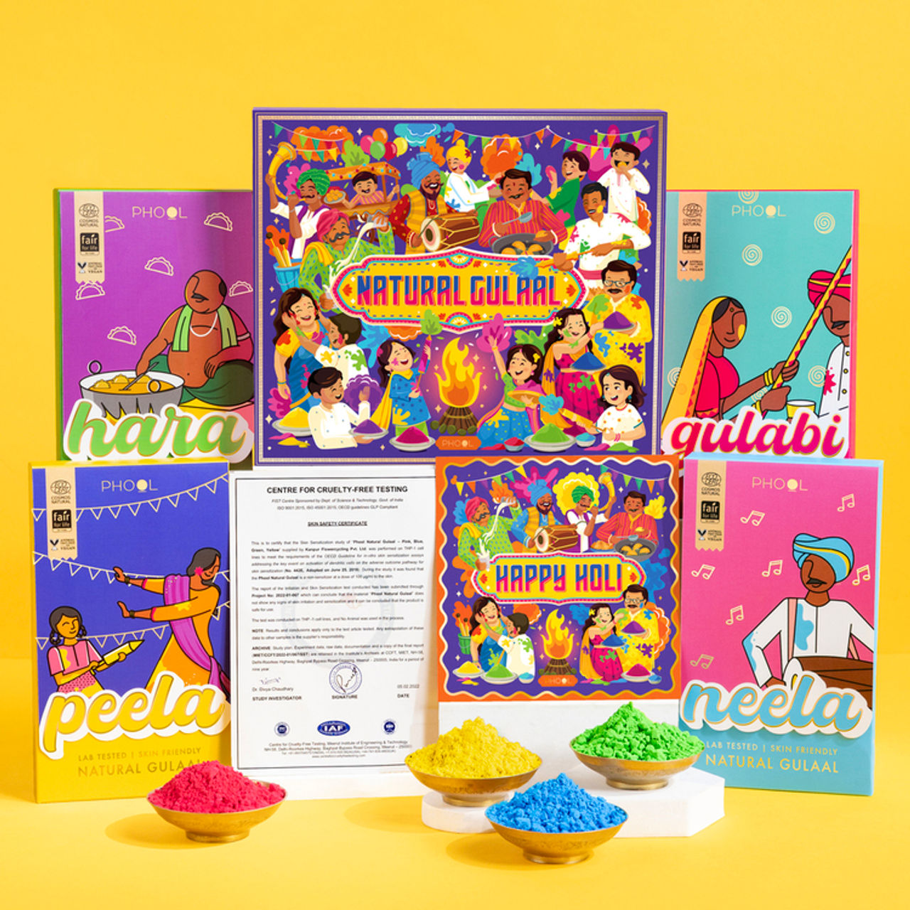 Phool Holi Natural Gulal | Pack Of 4 Multicolour Gulaal