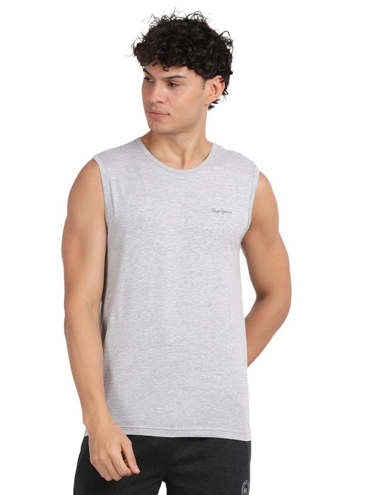 Pepe Jeans ATV02 Men's Cotton Solid Tank Top - XXL | Lightweight and Soft