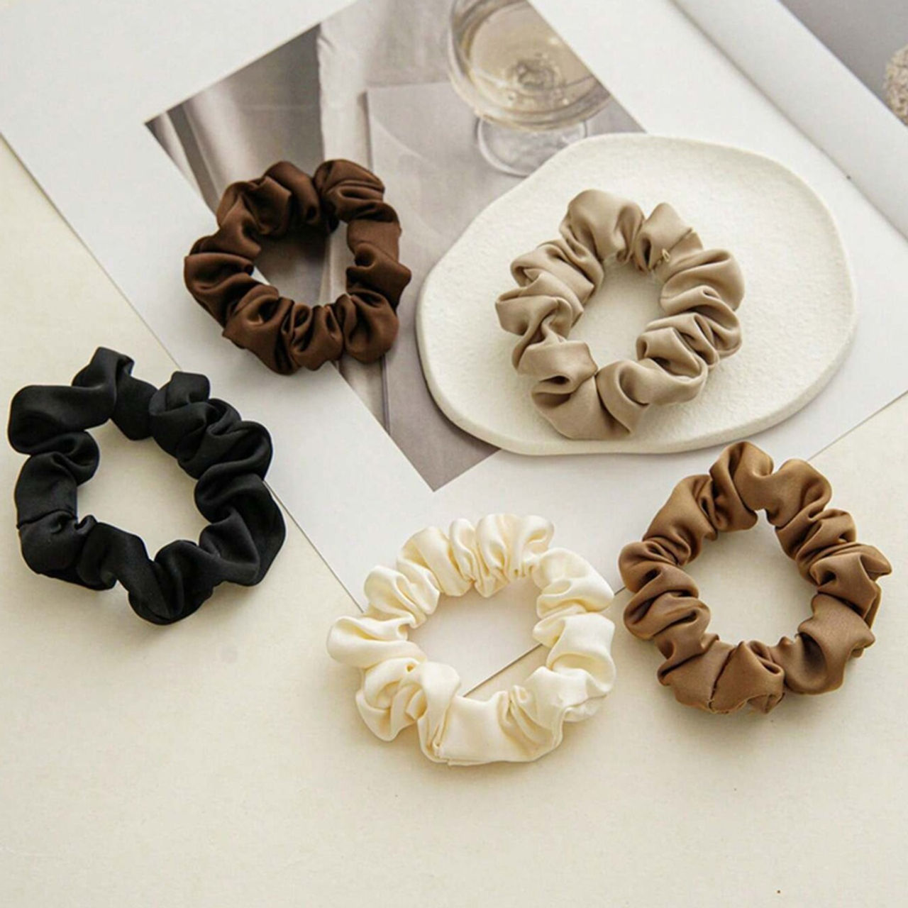 Jewels Galaxy Multicolor Regular-Use Satin Scrunchies