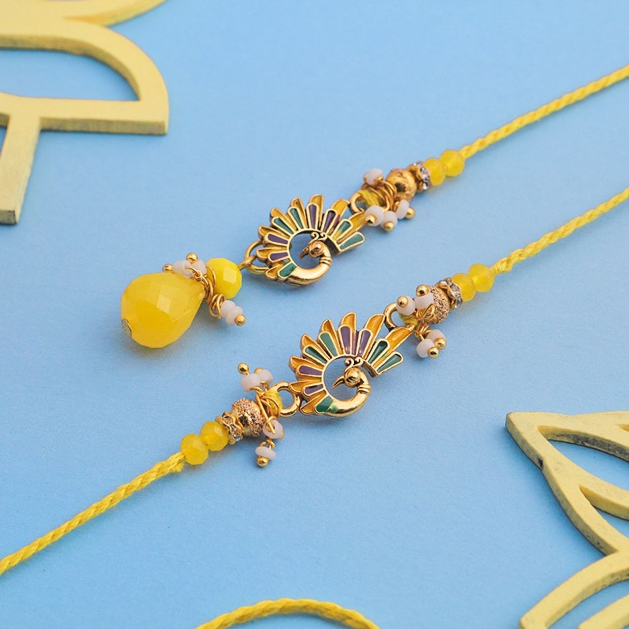 Floweraura Radiant Peacock Bhaiya Bhabhi Rakhis