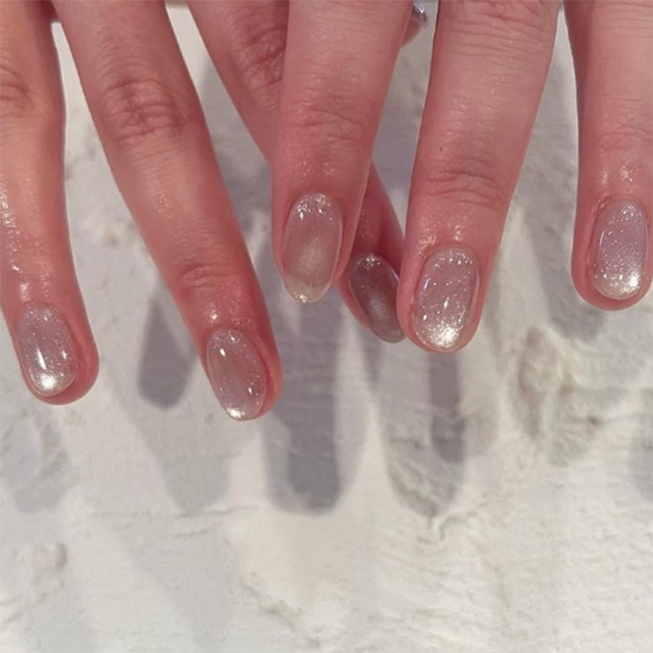 Gush Beauty Nailed It | Reusable Luxury Press On Nails | Medium Square | Ballerina Baby | Nude Shimmer