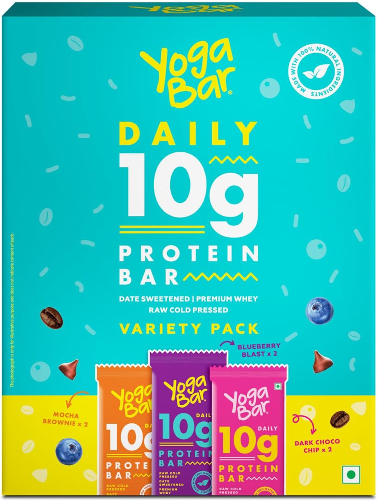 Yogabar Variety Pack 10G Protein Bars [Pack Of 6], Protein Blend & Premium Whey