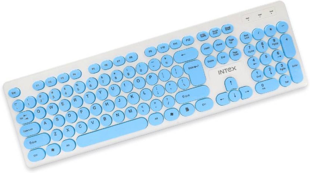 Intex Wired Keyboard Classy (IT-KB335) Wired USB Multi-device Keyboard (White & Blue)