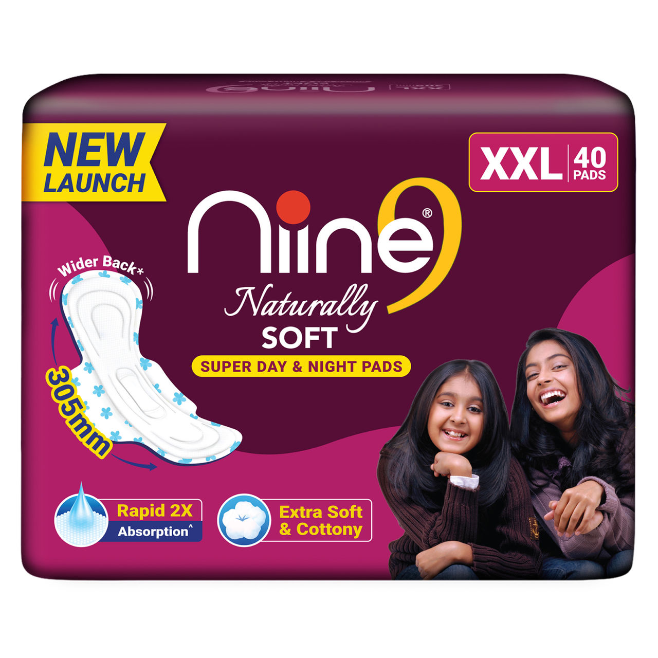 Niine Naturally Soft Day & Night XXL Sanitary Pads | 305 mm