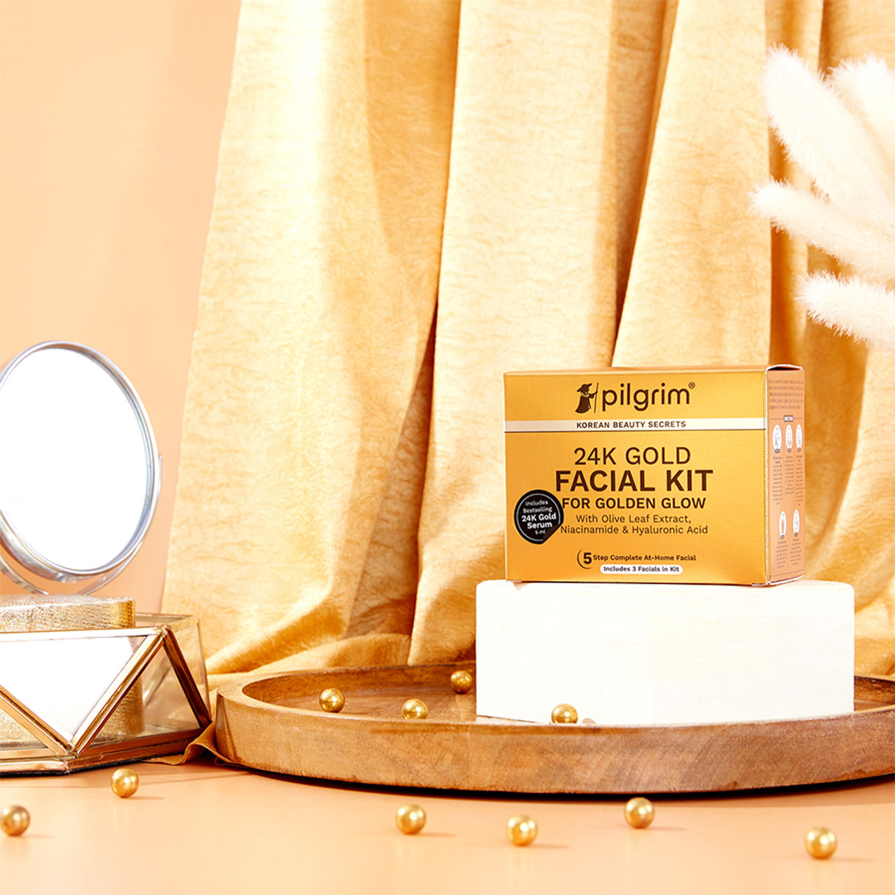 Pilgrim 24K Gold 5 Steps Facial Kit For Instant Radiance & Golden Glow