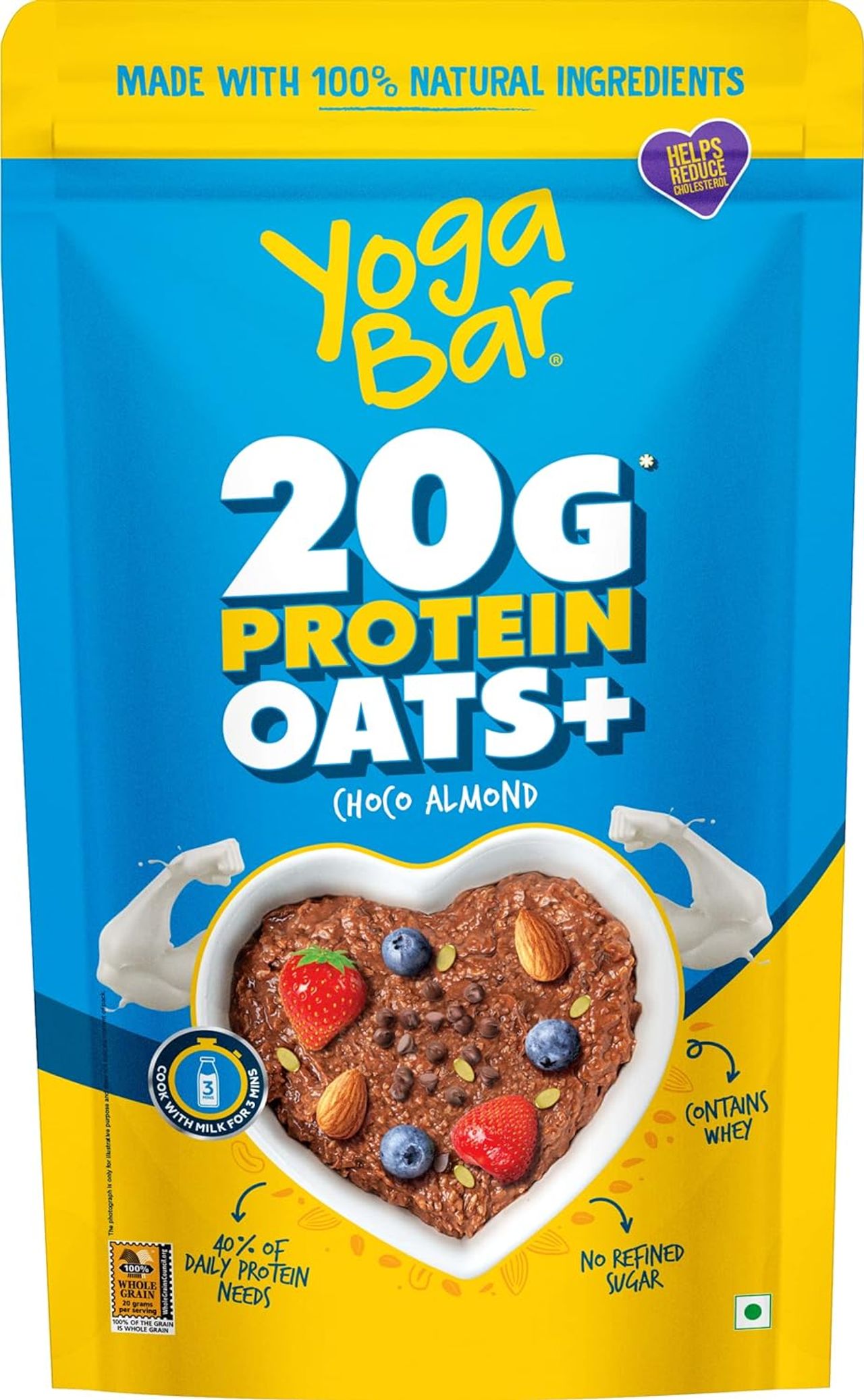 Yogabar 20g Protein Oats+ - Choco Almond | High Protein Breakfast