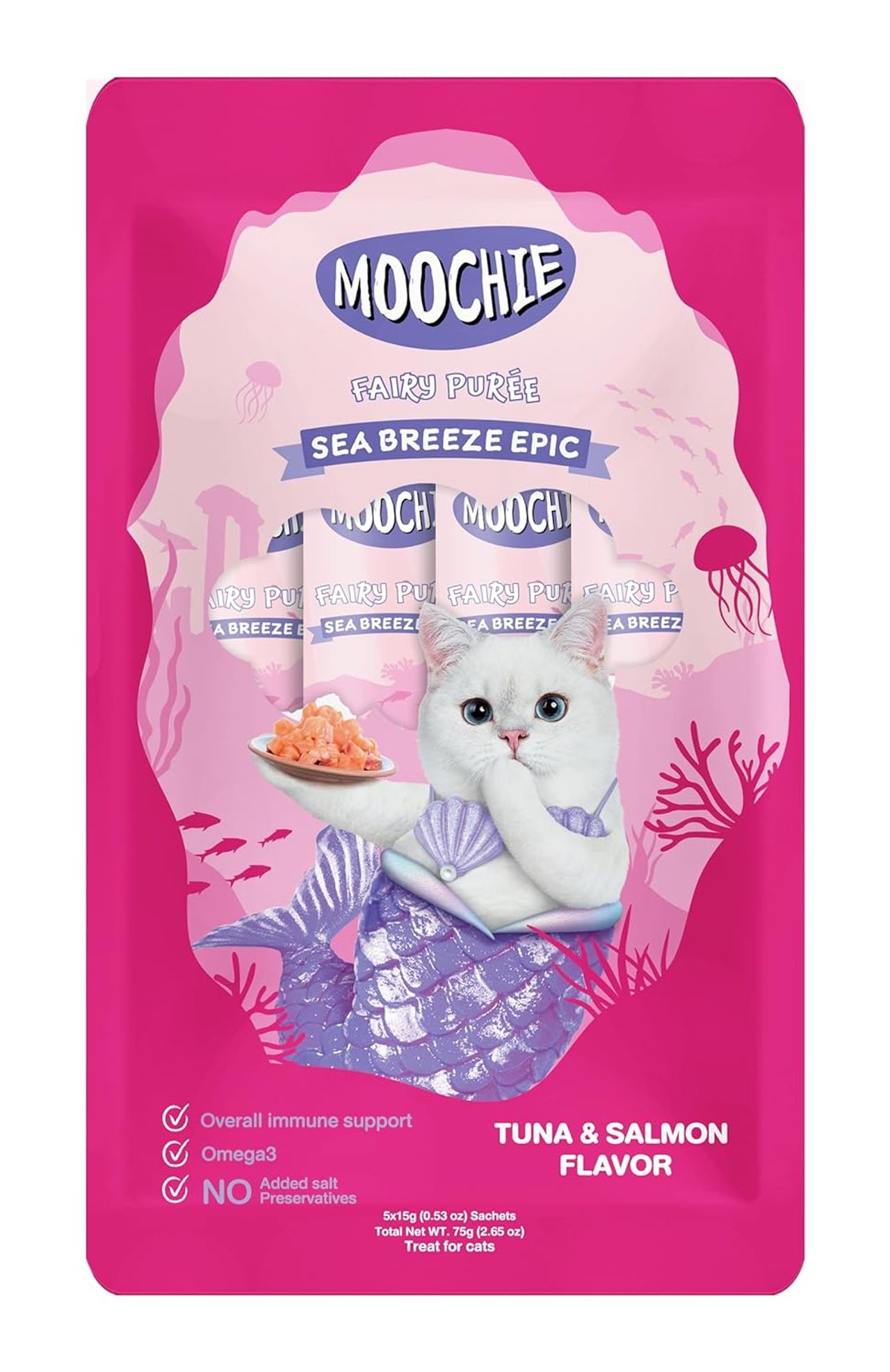 Moochie Cat Creamy Treats With Tuna & Salmon, Lickable Treat For Cats