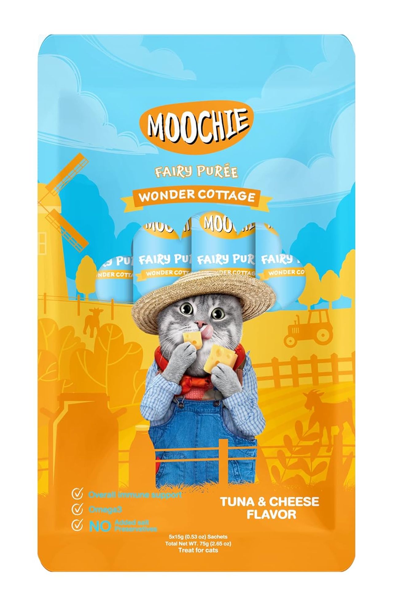 Moochie Cat Creamy Treats With Tuna & Cheese , Lickable Treat For Cats
