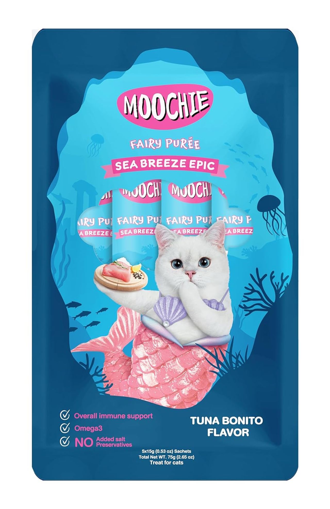 Moochie Cat Creamy Treats With Tuna Bonito , Lickable Treat For Cats