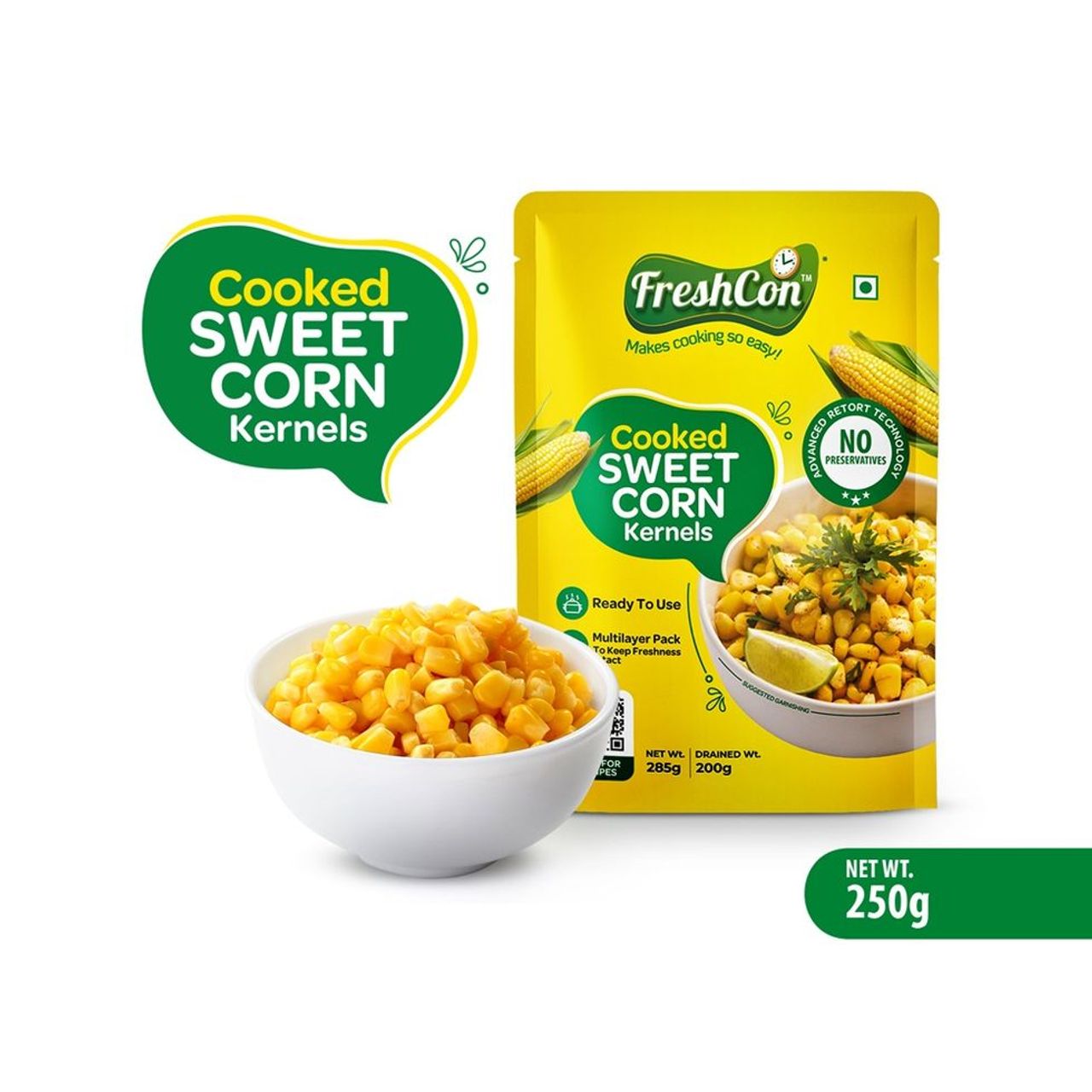 Freshcon Cooked Sweetcorn Kernels