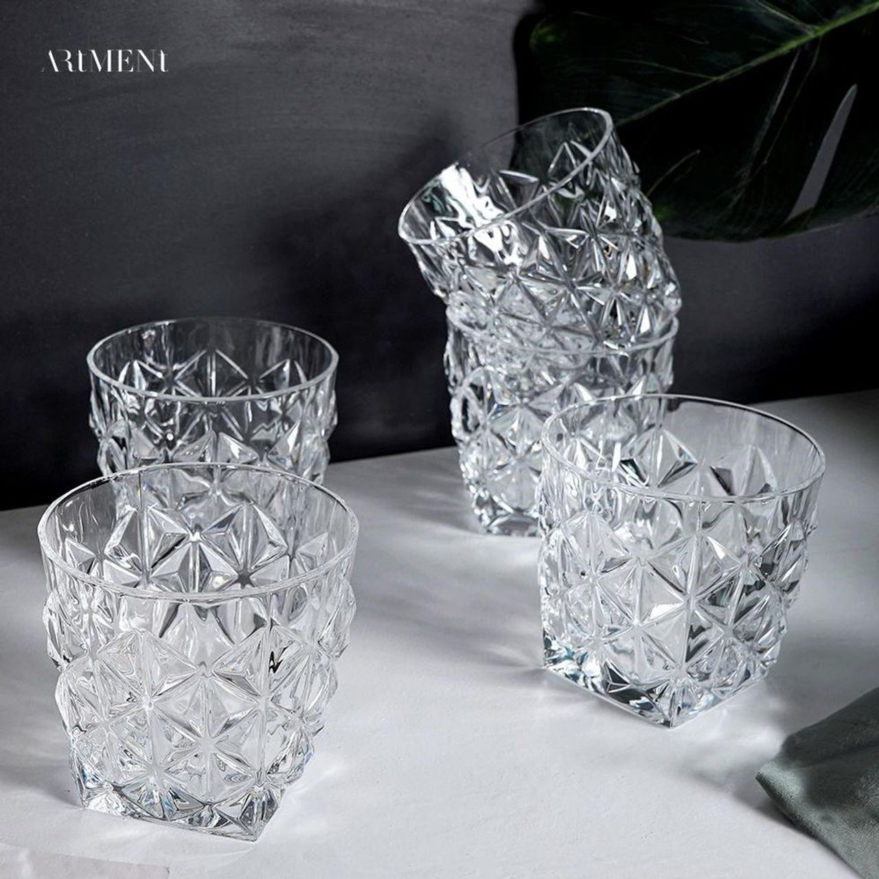 The Artment Crystal Diamond Cut Set Of 4 Whisky Glasses | 210 ml