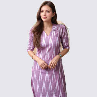 Zeyo Women's Cotton Swan Print Night Suit - Short Sleeve Shirt & Pyjama Set - View #5
