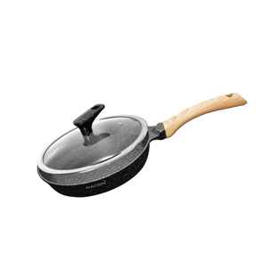 AGARO Imperial Granite Non-Stick Grill Pan – 24cm, 1.6L Cast Aluminium With Glass Lid, Gas & Induction
