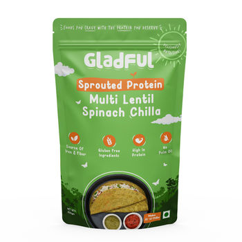 Gladful Spinach Protein Sprouted Lentils and Millets Instant Chilla Mix