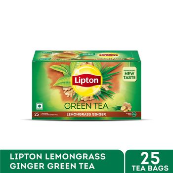 Lipton Lemongrass Ginger I 25 Tea Bags I Tasty Green Tea I Reduce Bally Fat