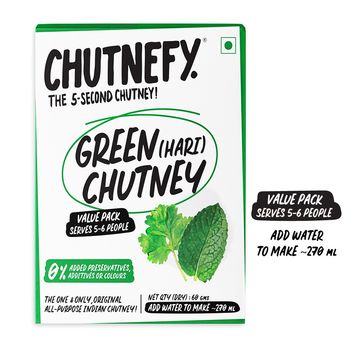 Chutnefy Green-Hari Chutney - Value Pack | Serves 4-5 People - 0% Additives-Colours-Preservatives