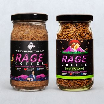 Rage Coffee Original Blend - Premium Arabica Instant Coffee 50 Gm(50gms) & Rage Coffee Irish Hazelnut Flavour - Premium Arabica Instant Coffee - 50 Gm(50gms) Combo