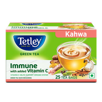 Tetley Green Tea Kahwa, Immune With Added Vitamin C, 25 Tea Bags