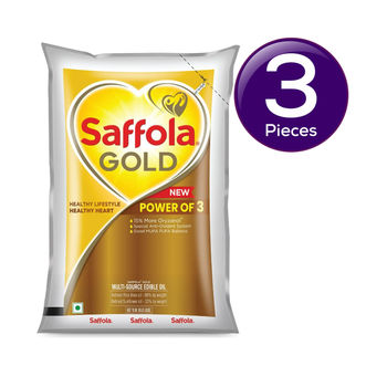 Saffola Gold Oil, Power of 3, Pouch 1 l Combo