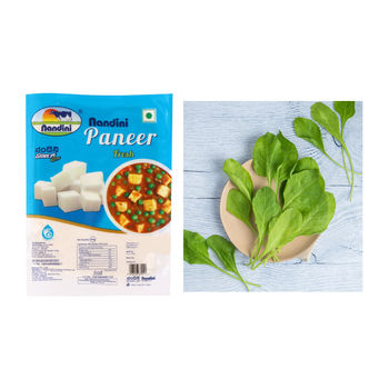 Nandini Fresh Paneer (Pouch)(1pc) & Spinach - Cleaned, Without Roots(1pc) Combo